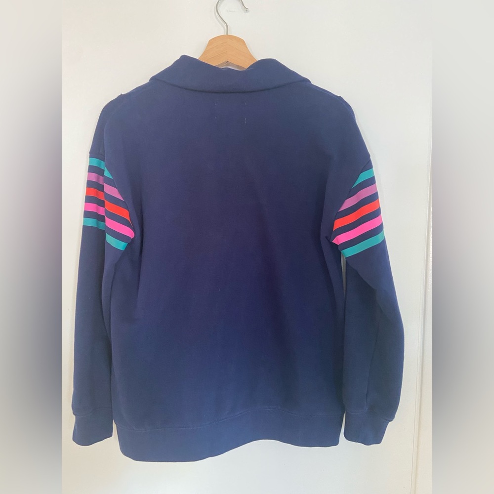 Lands End Serious Sweats Navy Pullover - Picture 2 of 4